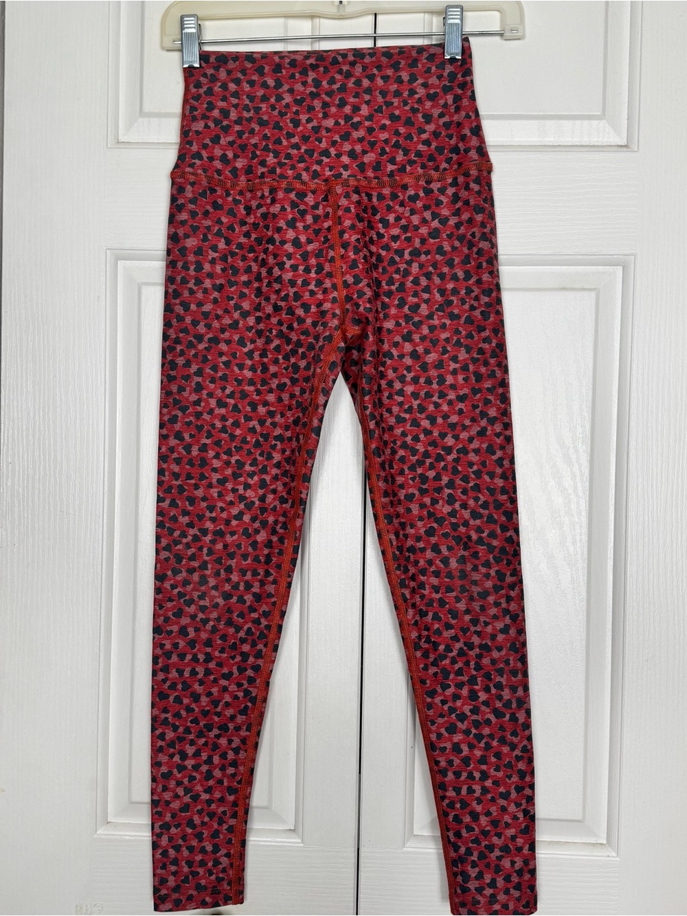 Beyond Yoga Red and Black Heart-Print Kids Leggings